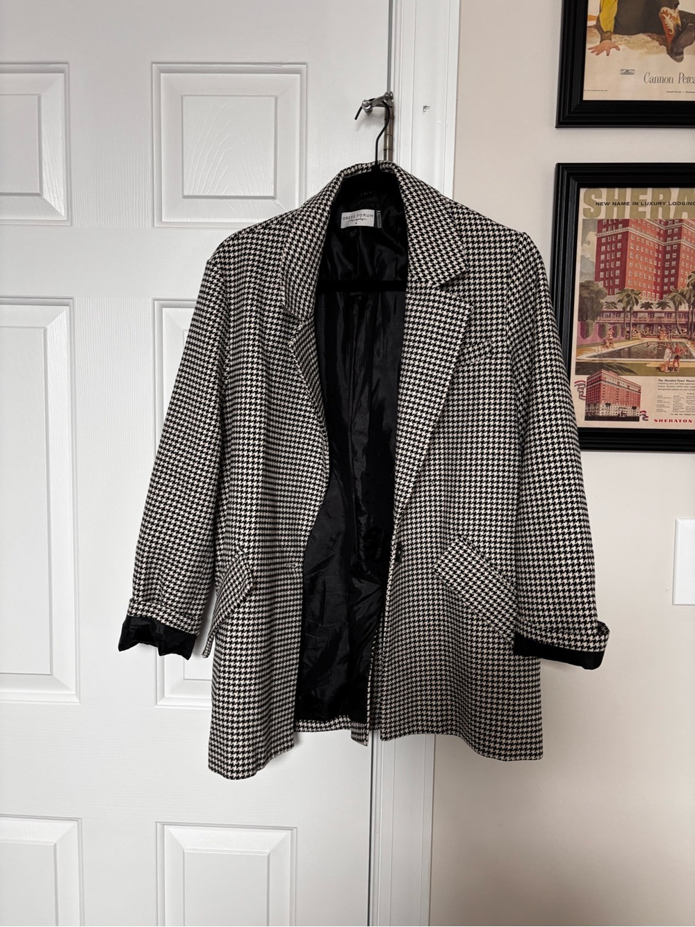 Dress Forum Houndstooth Blazer Jacket - Black & White